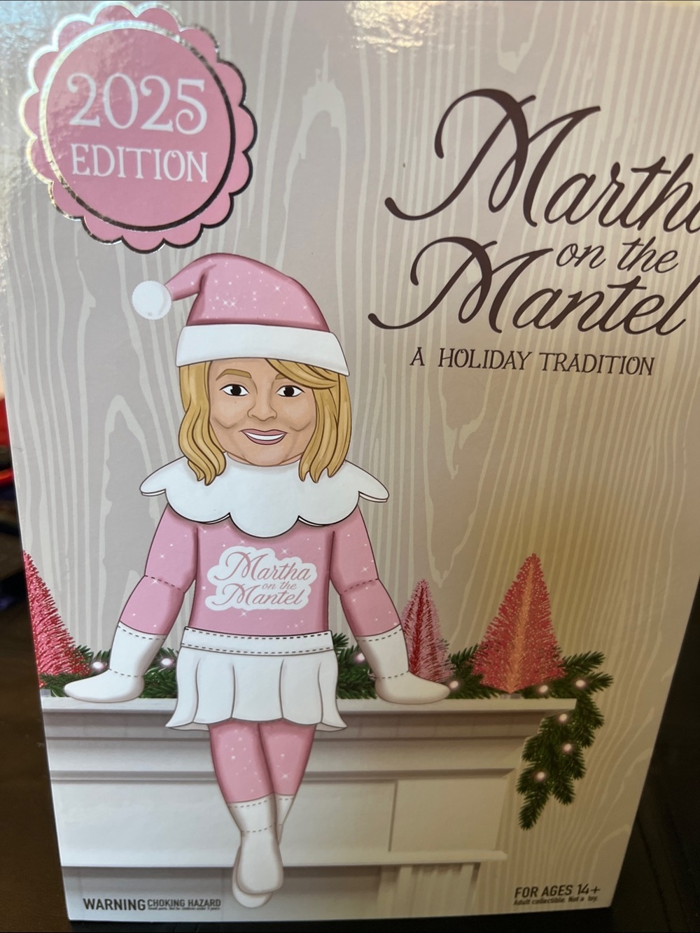 Martha Stewart Pink Holiday Mantel Doll Decoration “Martha on the Mantle” w xtra